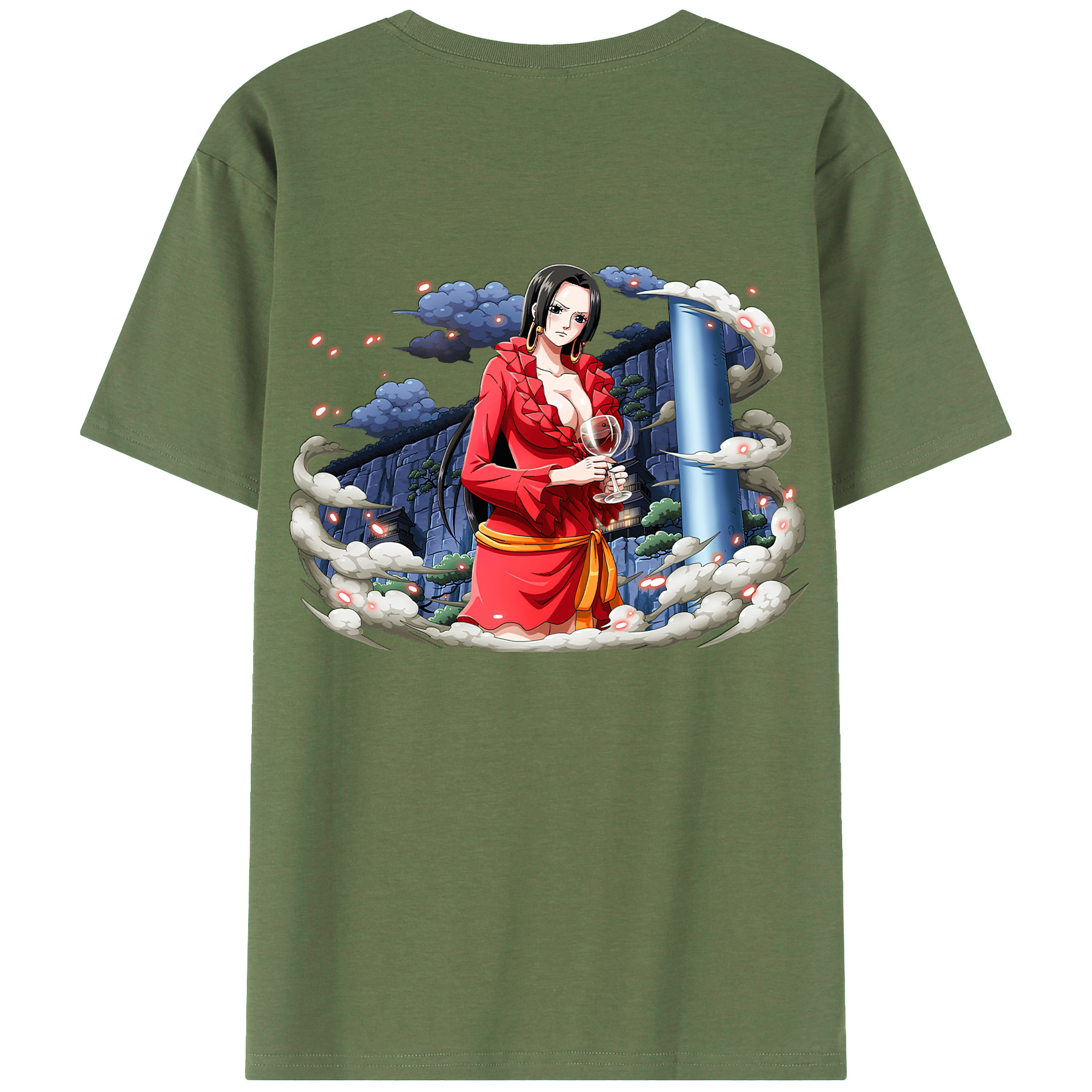 ワンピース ボア・ハンコック ONE PIECE Boa·Hancock 綿100％ メンズ半袖Tシャツ（バックプリント） 通気性